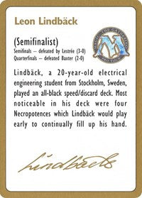 1996 Leon Lindback Biography Card [World Championship Decks] - Magic: The Gathering
