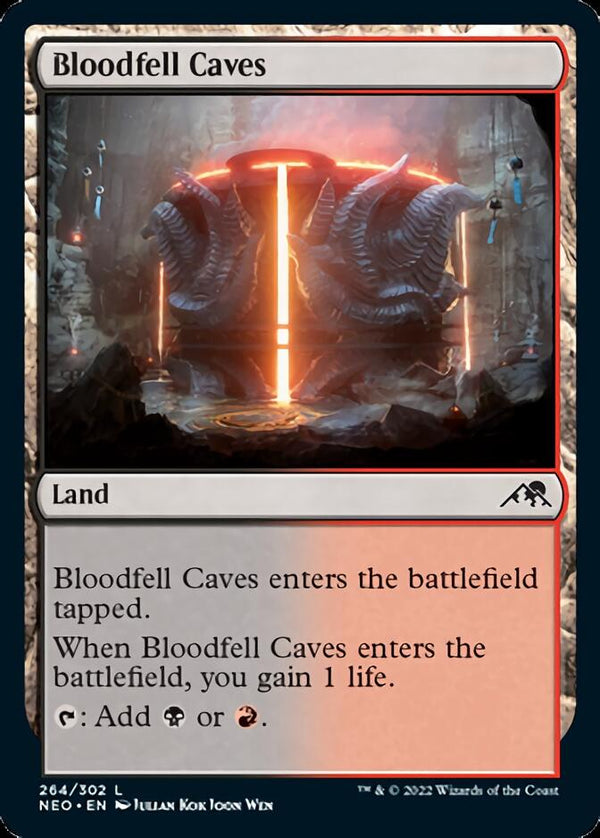 Bloodfell Caves [Kamigawa: Neon Dynasty] - Magic: The Gathering