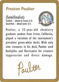 1996 Preston Poulter Biography Card [World Championship Decks] - Magic: The Gathering