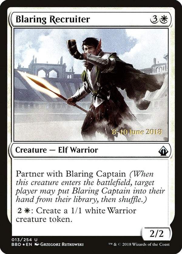 Blaring Recruiter (Prerelease) [Battlebond Prerelease Promos] - Magic: The Gathering