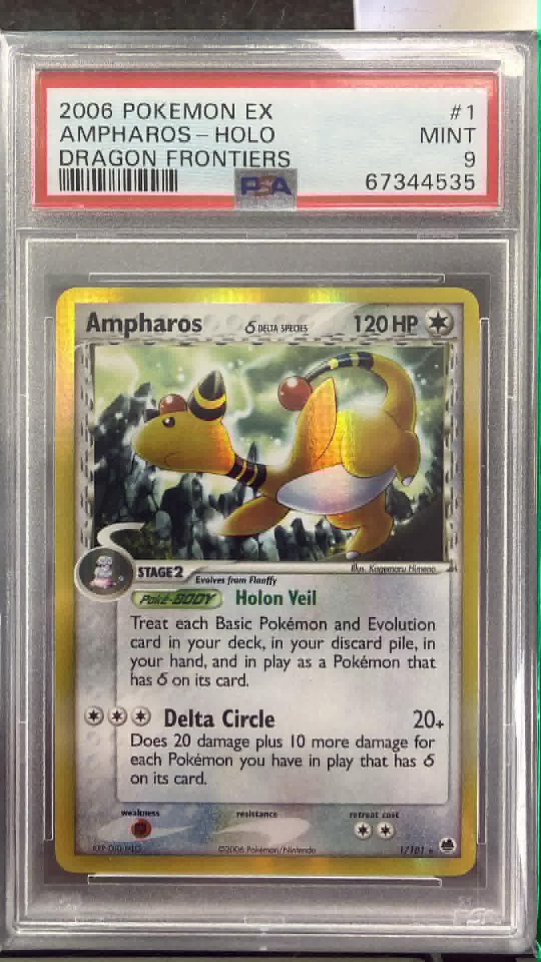 Ampharos - Holo (1/101) [Dragon Frontiers] Graded PSA 9