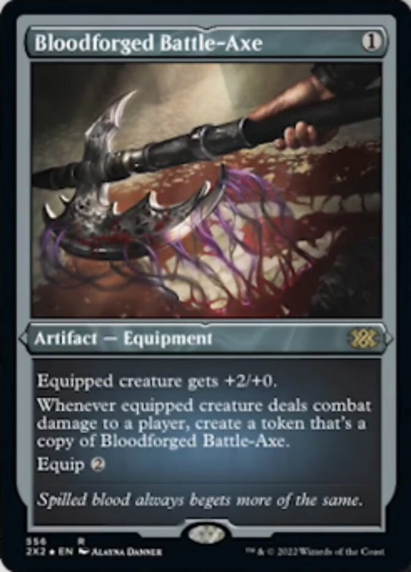 Bloodforged Battle-Axe (Foil Etched) [Double Masters 2022] - Magic: The Gathering