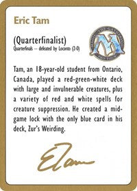 1996 Eric Tam Biography Card [World Championship Decks] - Magic: The Gathering