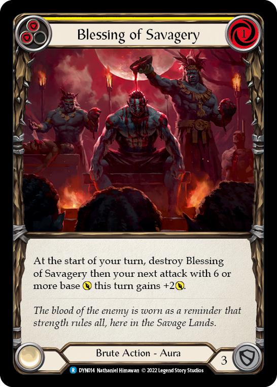 Blessing of Savagery (Yellow) [DYN014] (Dynasty)  Rainbow Foil - Flesh And Blood