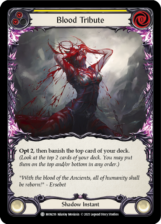 Blood Tribute (Yellow) [MON216] 1st Edition Normal - Flesh And Blood