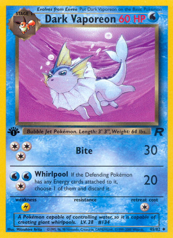 Dark Vaporeon (45/82) [Team Rocket 1st Edition] - Pokémon