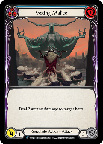 Vexing Malice (Blue) (Rainbow Foil) [U-MON234-RF] Unlimited Rainbow Foil