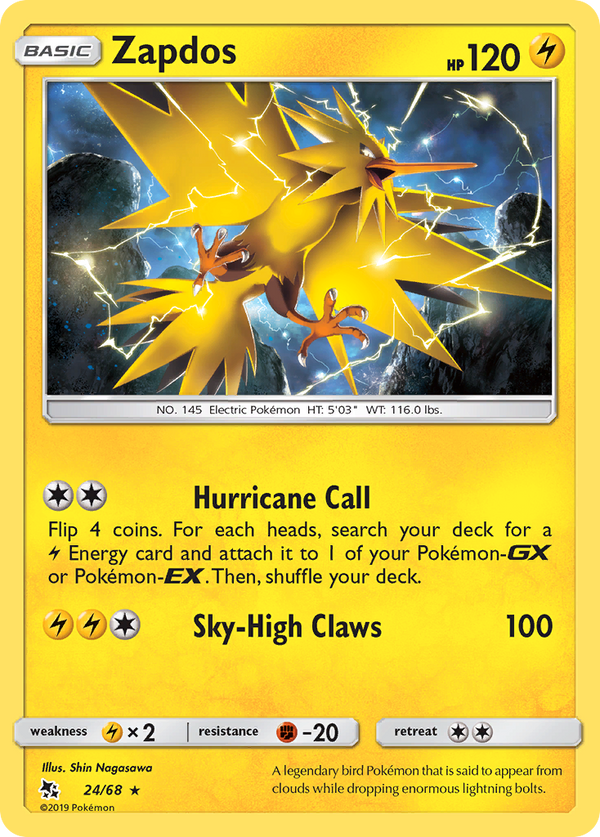 Zapdos (24/68) [Sun & Moon: Hidden Fates] - Pokémon