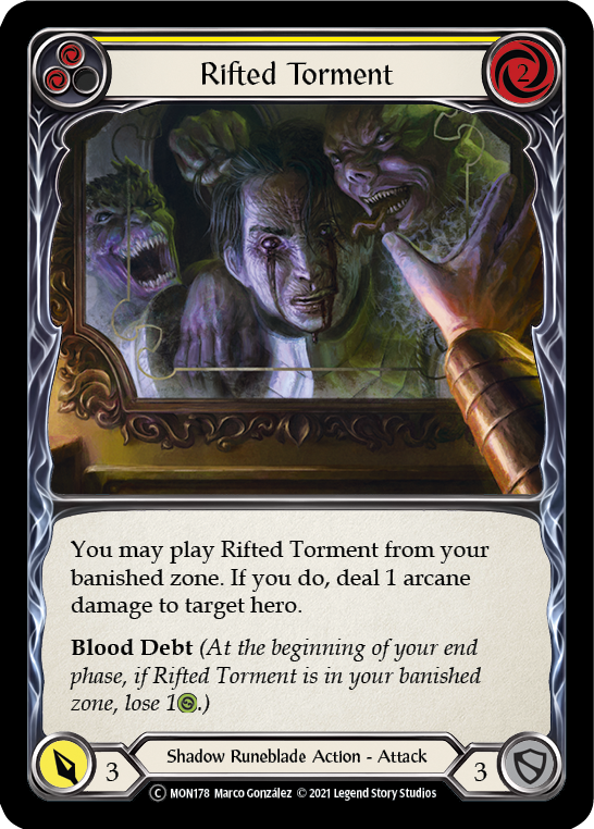 Rifted Torment (Yellow) (Rainbow Foil) [U-MON178-RF] Unlimited Rainbow Foil