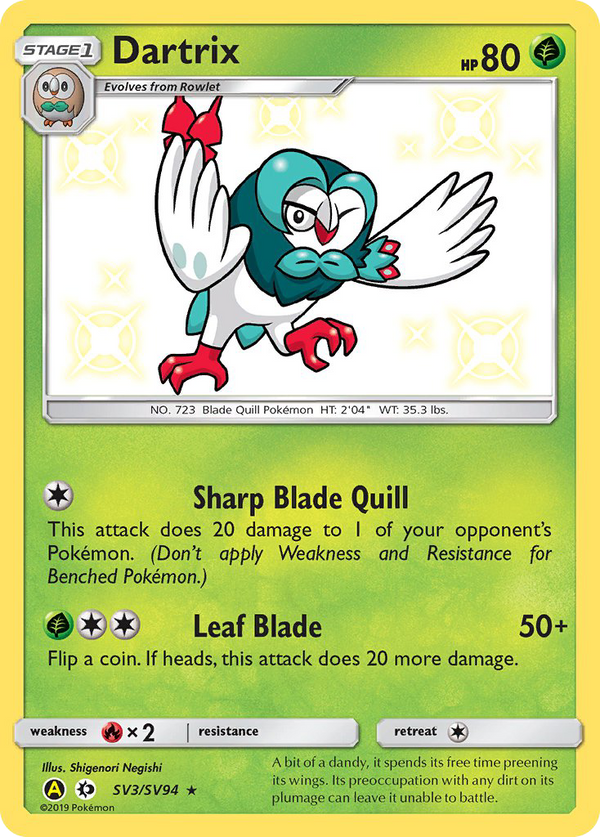 Dartrix (SV3/SV94) [Sun & Moon: Hidden Fates - Shiny Vault] - Pokémon