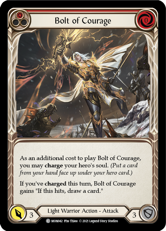 Bolt of Courage (Red) [MON042] 1st Edition Normal - Flesh And Blood