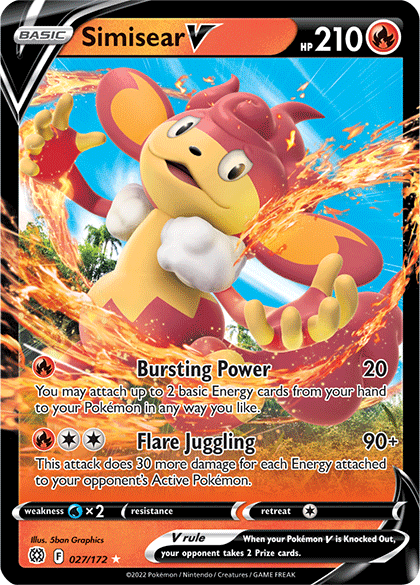Simisear V (027/172) [Sword & Shield: Brilliant Stars] - Pokémon