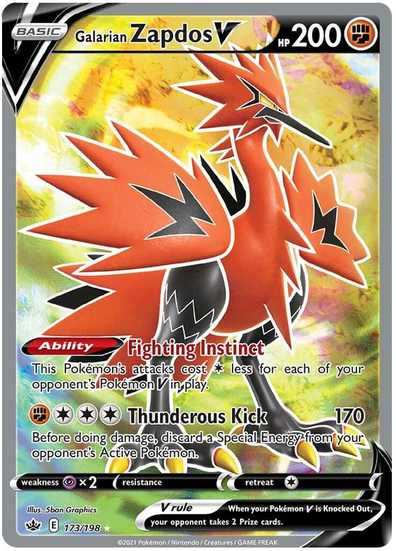 Galarian Zapdos V (173/198) [Sword & Shield: Chilling Reign] - Pokémon