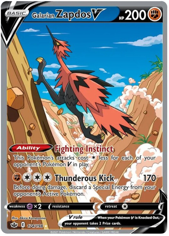Galarian Zapdos V (174/198) [Sword & Shield: Chilling Reign] - Pokémon