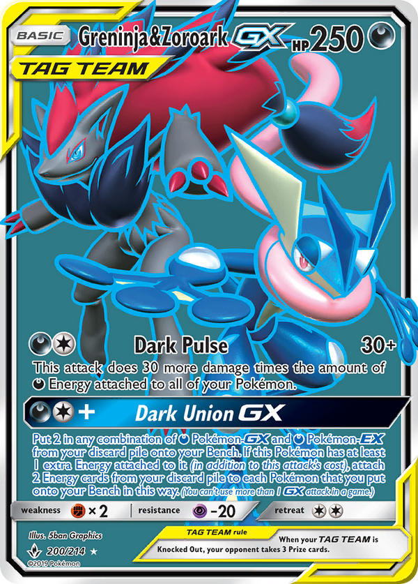 Greninja & Zoroark GX (200/214) [Sun & Moon: Unbroken Bonds] - Pokémon