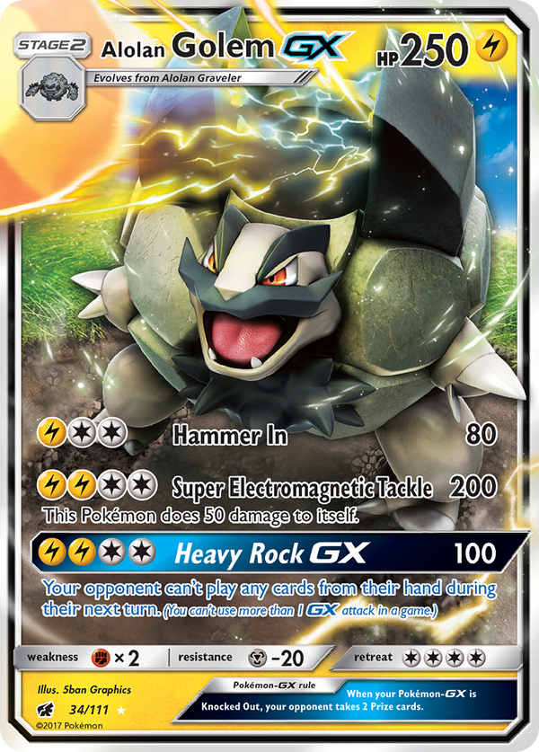 Alolan Golem GX (34/111) [Sun & Moon: Crimson Invasion] - Pokémon