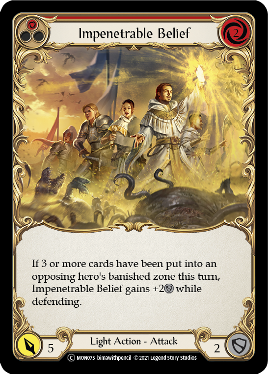 Impenetrable Belief (Red) (Rainbow Foil) [U-MON075-RF] Unlimited Rainbow Foil