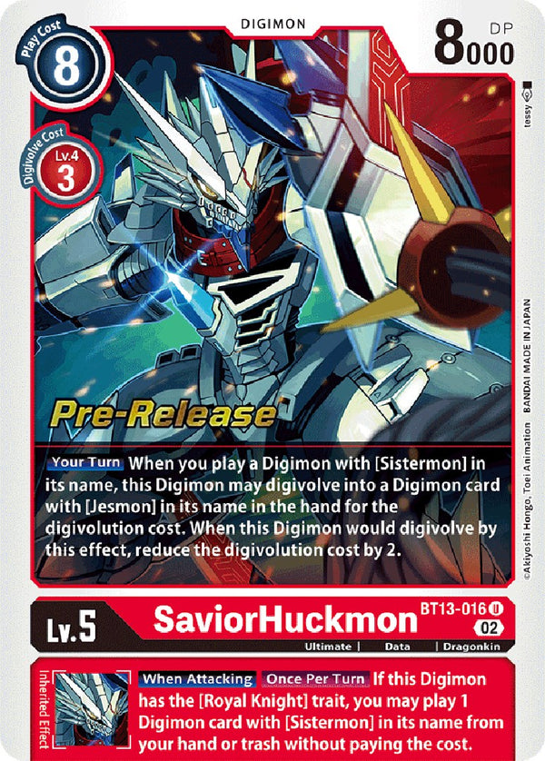 SaviorHuckmon [BT13-016] [Versus Royal Knight Booster Pre-Release Cards] - Digimon