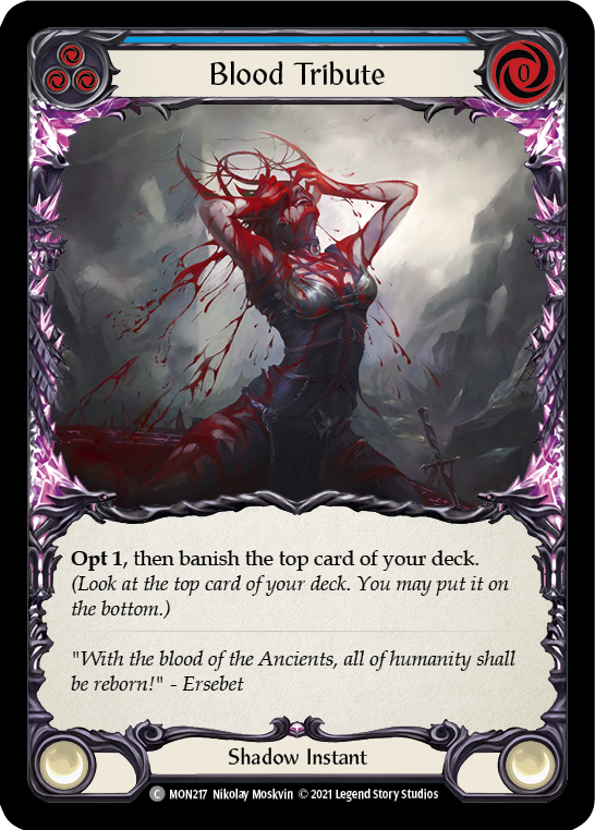 Blood Tribute (Blue) (Rainbow Foil) [MON217-RF] 1st Edition Rainbow Foil - Flesh And Blood