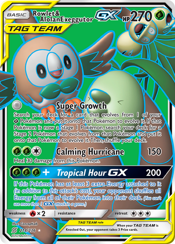 Rowlet & Alolan Exeggutor GX (214/236) [Sun & Moon: Unified Minds] - Pokémon