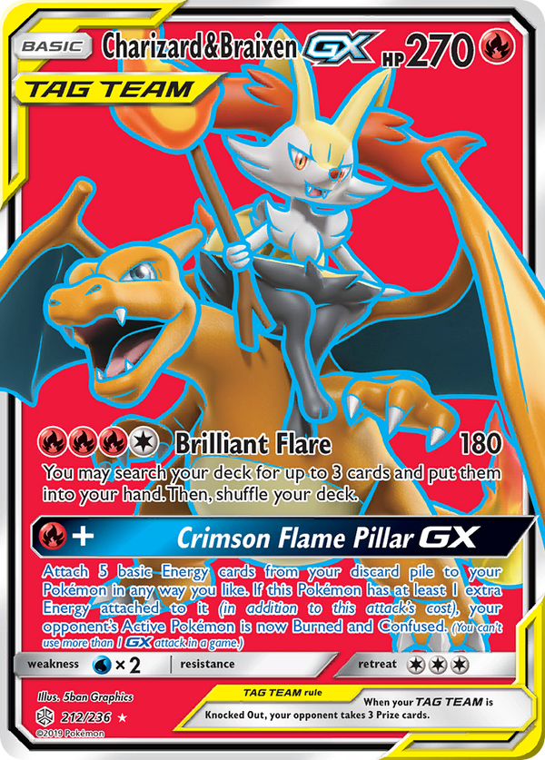 Charizard & Braixen GX (212/236) [Sun & Moon: Cosmic Eclipse] - Pokémon