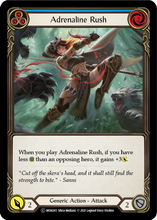 Adrenaline Rush (Blue) (Rainbow Foil) [U-MON265-RF] Unlimited Rainbow Foil - Flesh And Blood