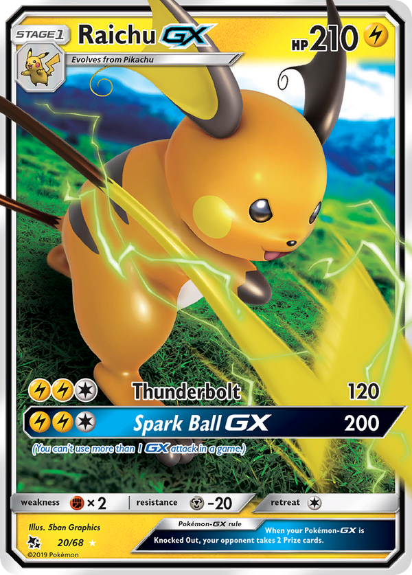 Raichu GX (20/68) [Sun & Moon: Hidden Fates] - Pokémon