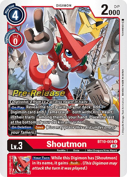 Shoutmon [BT10-008] [Xros Encounter Pre-Release Cards]