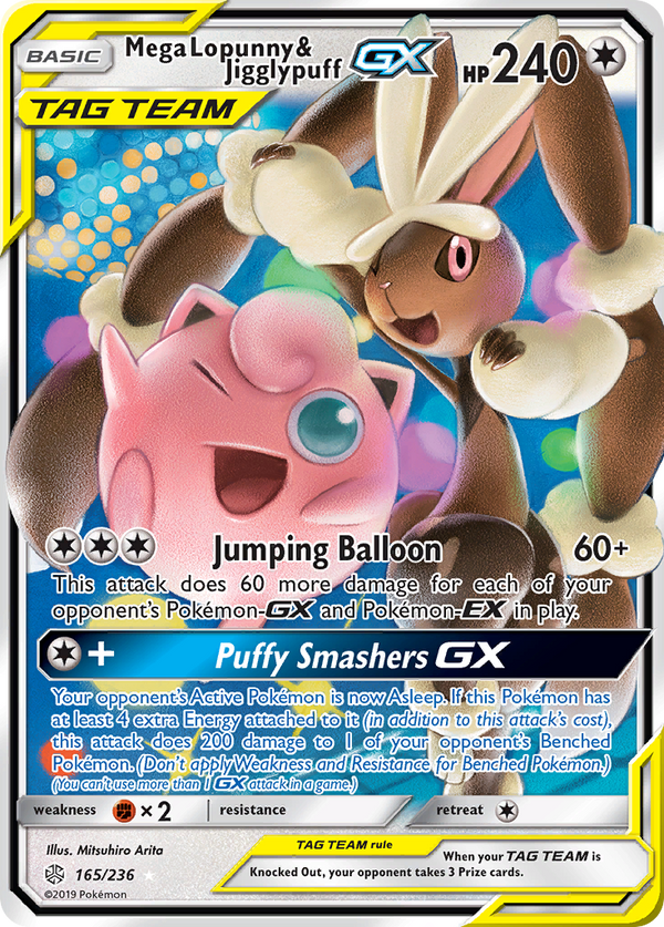 Mega Lopunny & Jigglypuff GX (165/236) [Sun & Moon: Cosmic Eclipse] - Pokémon