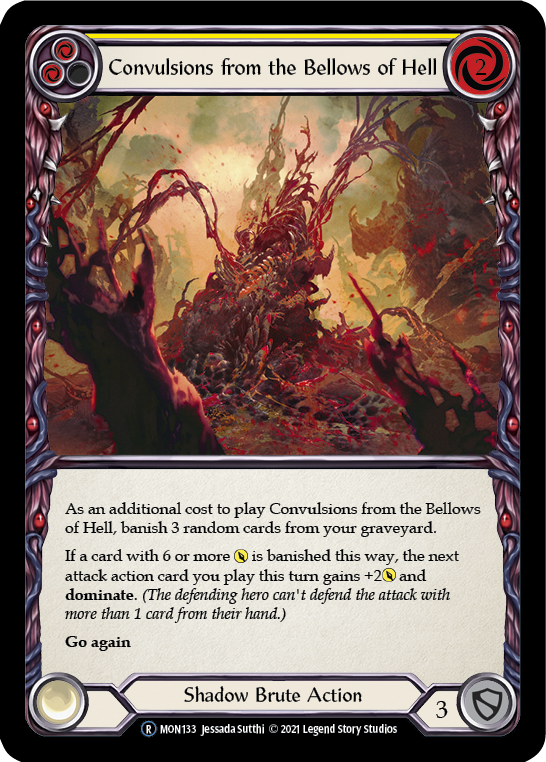 Convulsions from the Bellows of Hell (Yellow) (Rainbow Foil) [U-MON133-RF] Unlimited Rainbow Foil