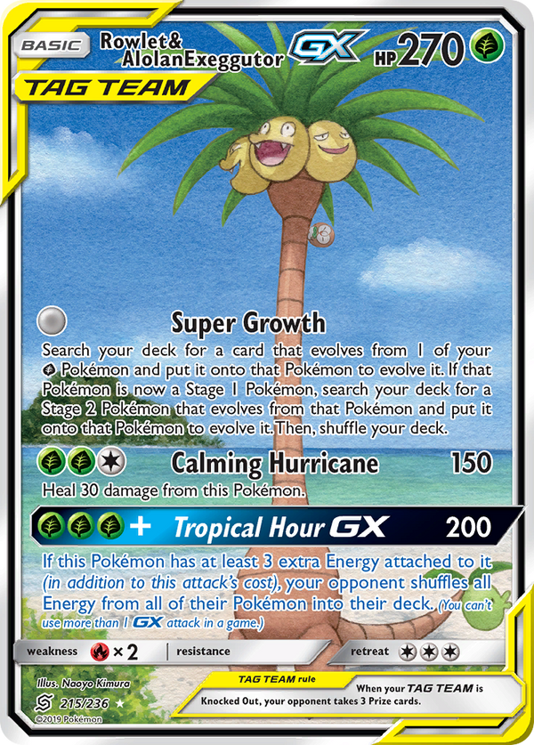 Rowlet & Alolan Exeggutor GX (215/236) [Sun & Moon: Unified Minds] - Pokémon
