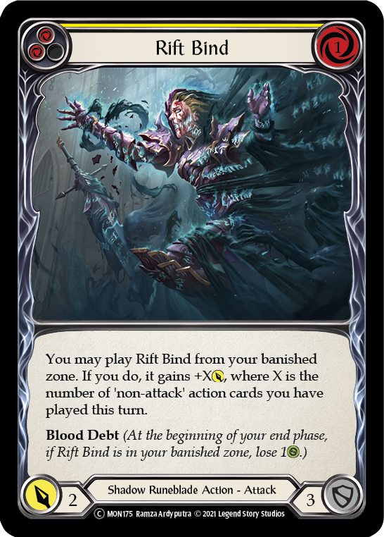 Rift Bind (Yellow) (Rainbow Foil) [U-MON175-RF] Unlimited Rainbow Foil