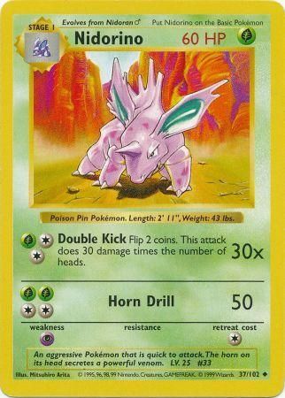 Nidorino (37/102) [Base Set Shadowless Unlimited] - Pokémon