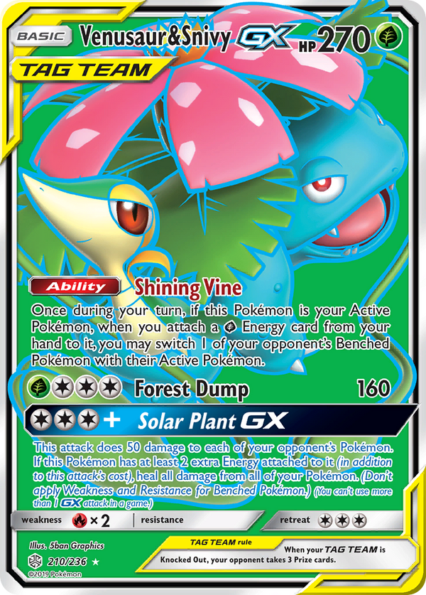 Venusaur & Snivy GX (210/236) [Sun & Moon: Cosmic Eclipse] - Pokémon