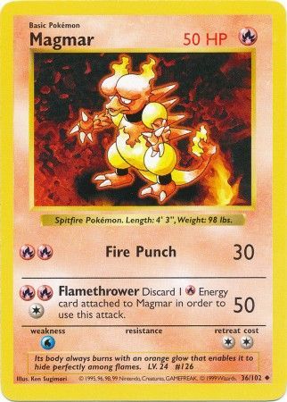 Magmar (36/102) [Base Set Shadowless Unlimited] - Pokémon