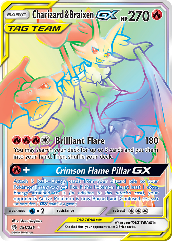 Charizard & Braixen GX (251/236) [Sun & Moon: Cosmic Eclipse] - Pokémon