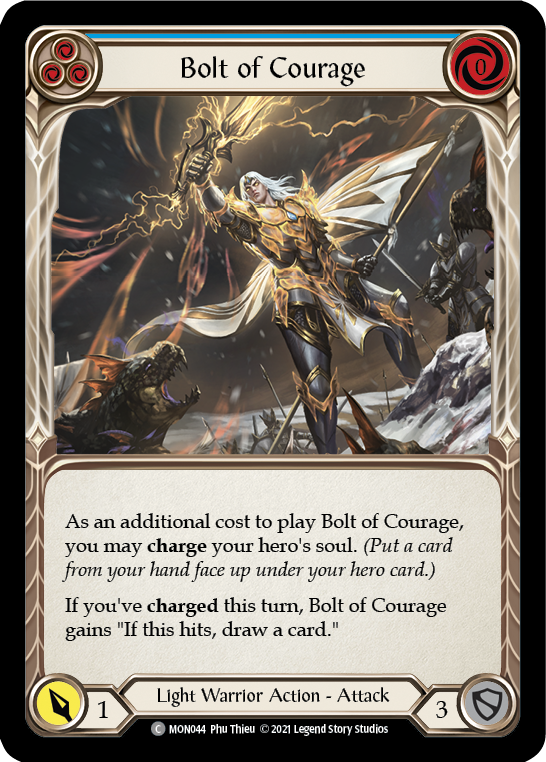 Bolt of Courage (Blue) (Rainbow Foil) [MON044-RF] 1st Edition Rainbow Foil - Flesh And Blood