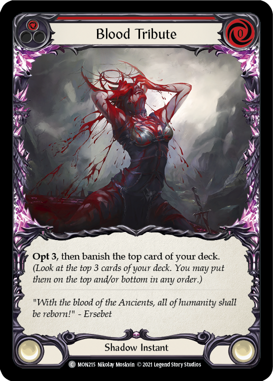 Blood Tribute (Red) [MON215] 1st Edition Normal - Flesh And Blood