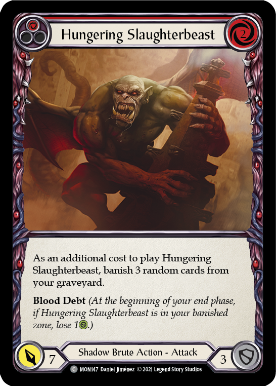 Hungering Slaughterbeast (Red) (Rainbow Foil) [MON147-RF] 1st Edition Rainbow Foil