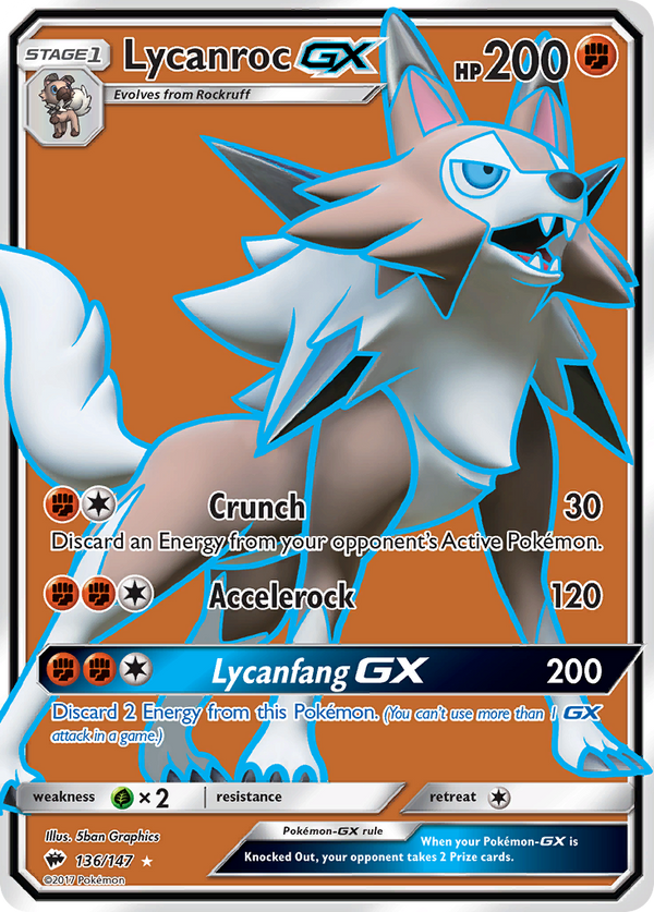 Lycanroc GX (136/147) [Sun & Moon: Burning Shadows] - Pokémon