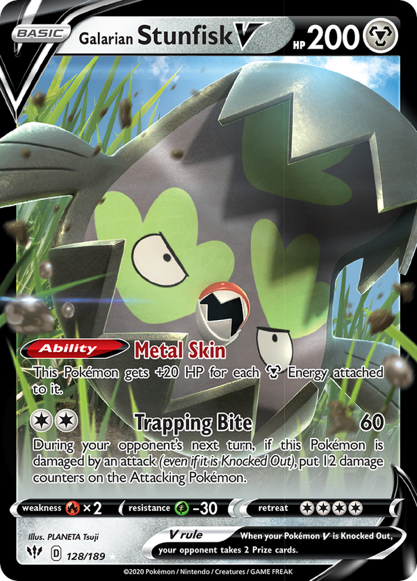 Galarian Stunfisk V (128/189) [Sword & Shield: Darkness Ablaze] - Pokémon